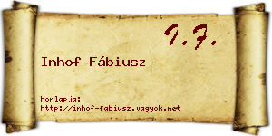 Inhof Fábiusz névjegykártya